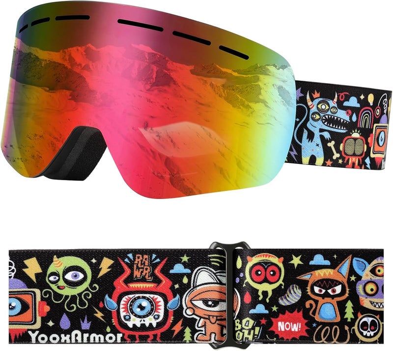 YooxArmor OTG Kids Ski Goggles, Snowboard Goggles Anti Fog UV400 for Kid 6-14 Years, Snow Goggles for Youth Boys Girls - Image 1